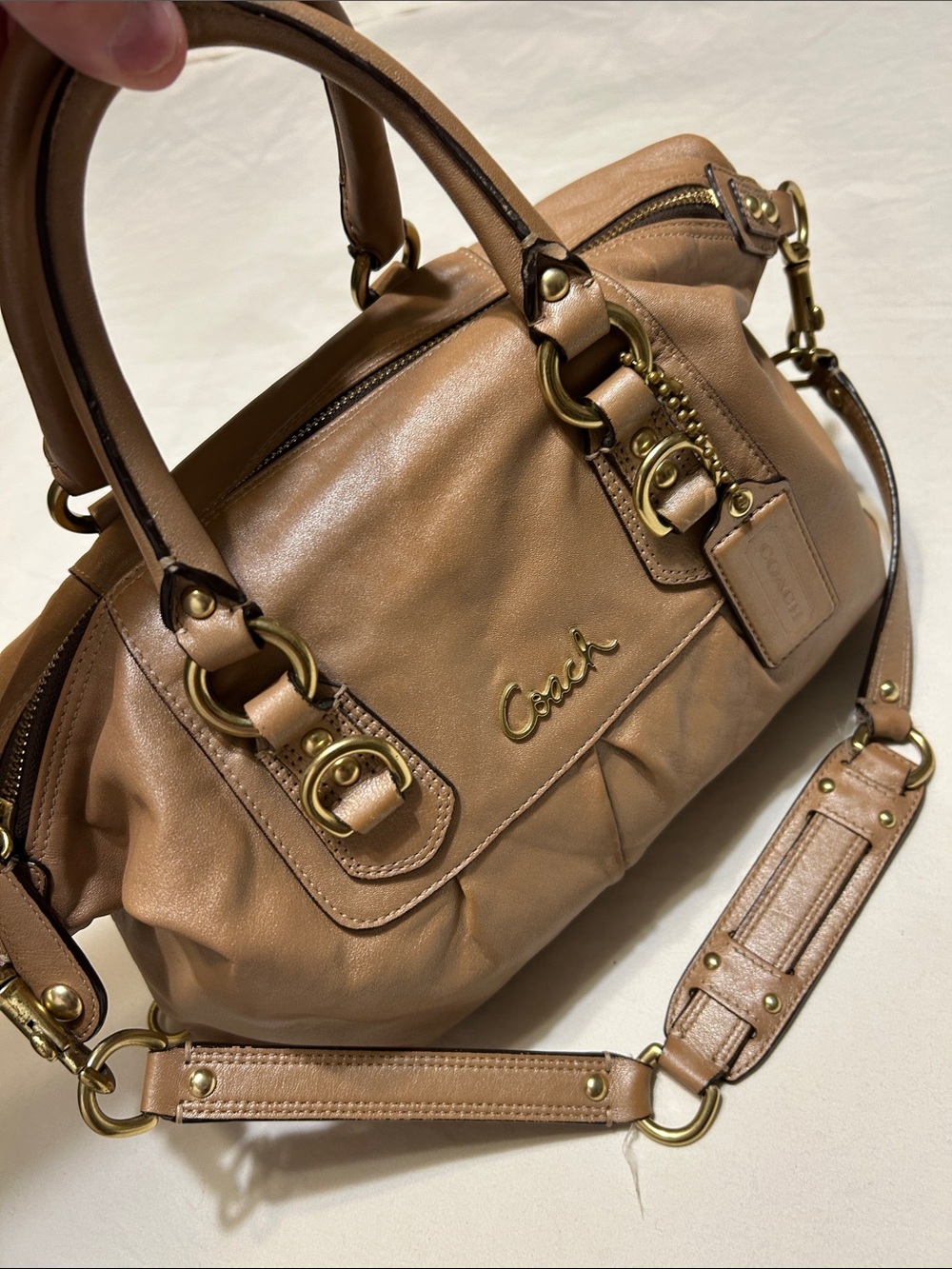 Coach Caramel/Tan Leather Satchel with Gold Hardware